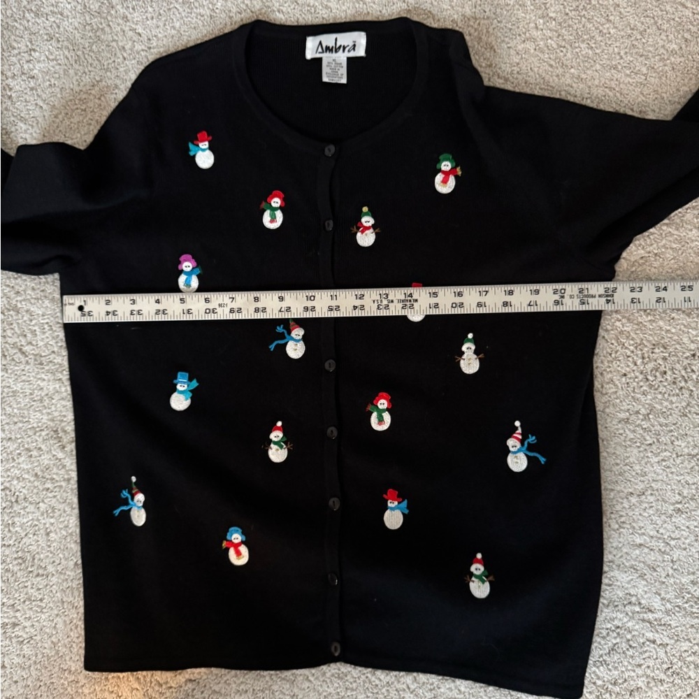 Vintage Snowman Embroidered Women's Cardigan Sweater XL - Picture 6 of 7